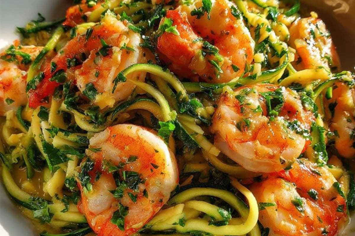 Lemon-Garlic Shrimp With Zoodles