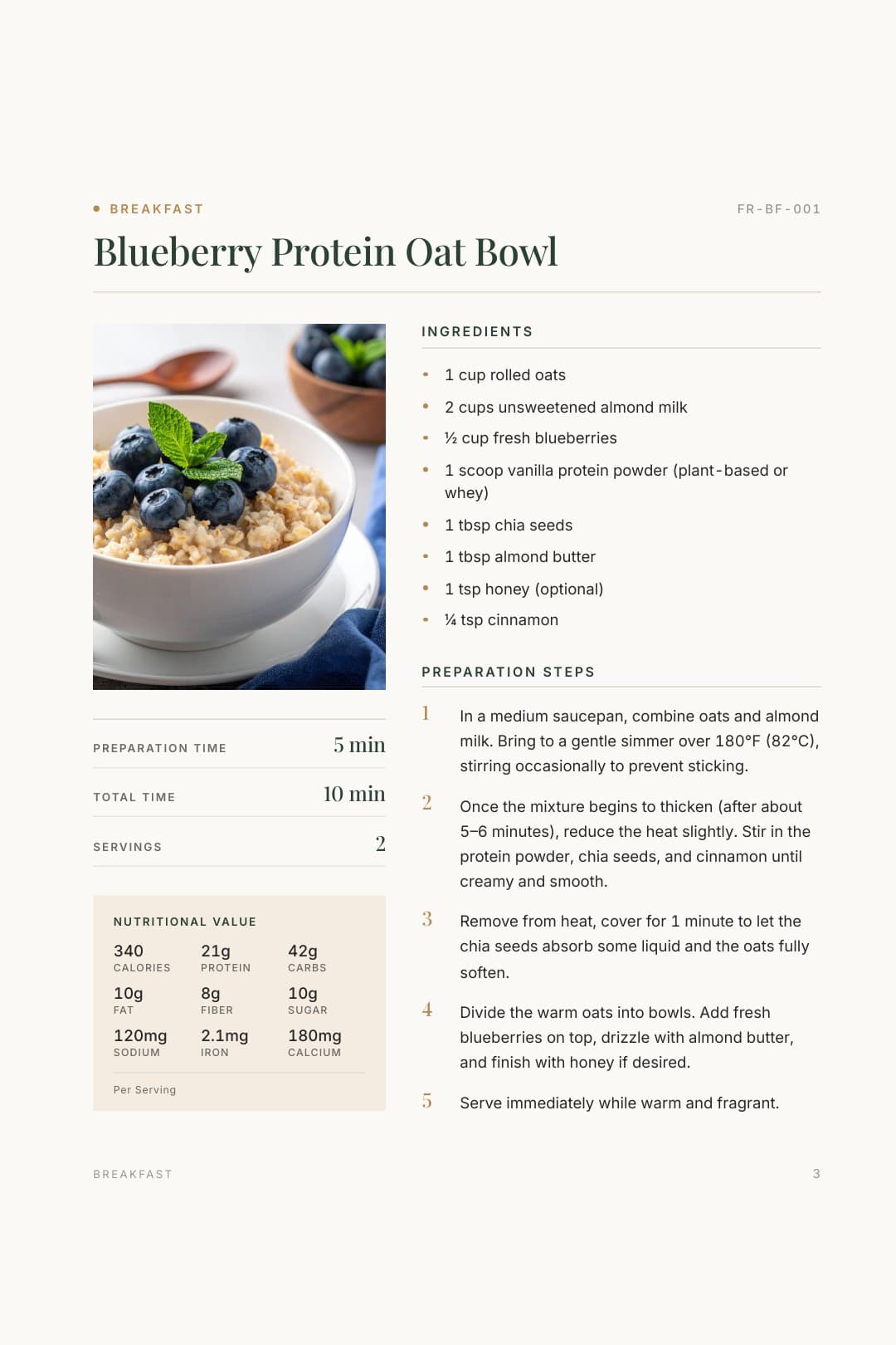 Recipe page from the Flex Recipes cookbook