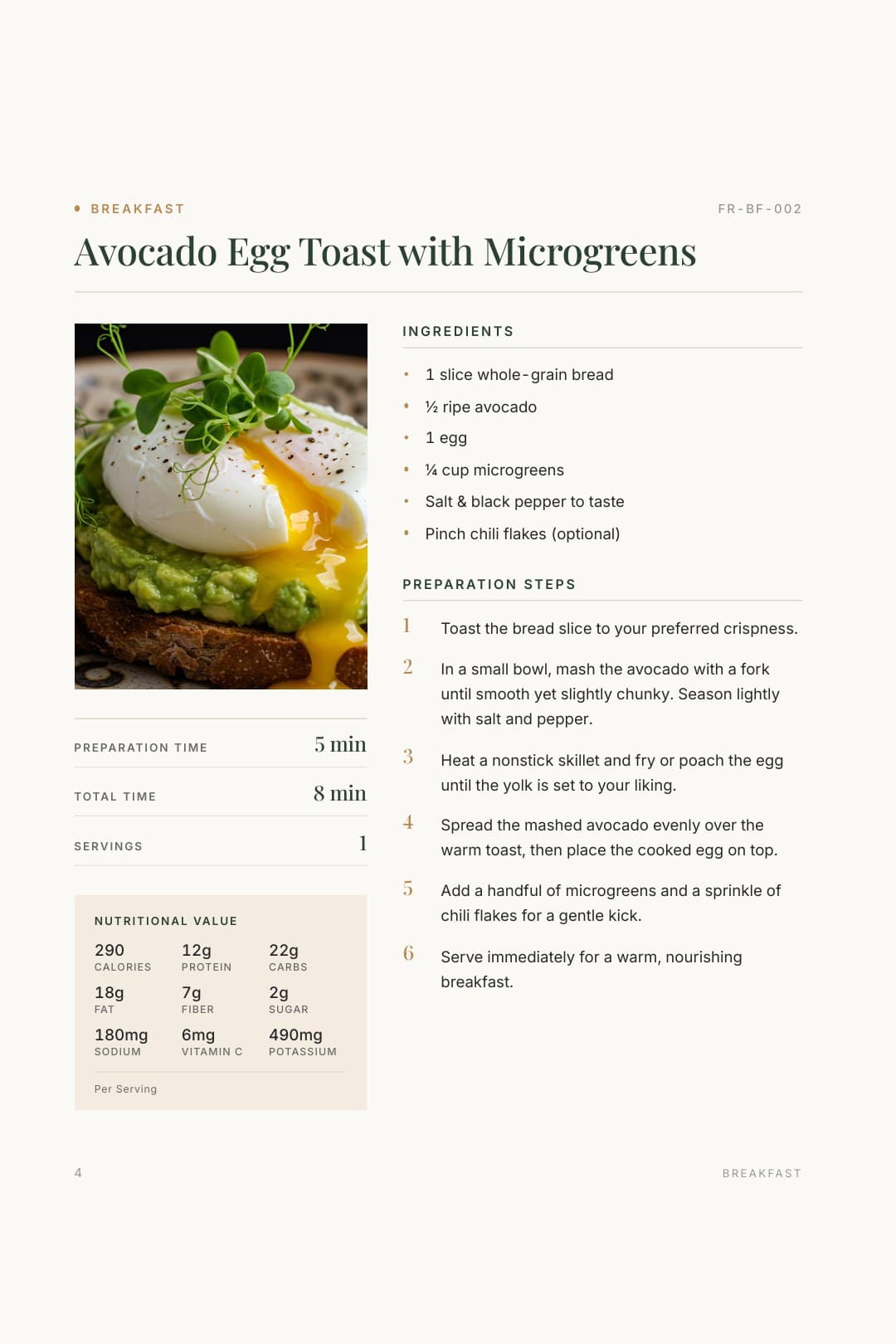 Recipe page from the Flex Recipes cookbook