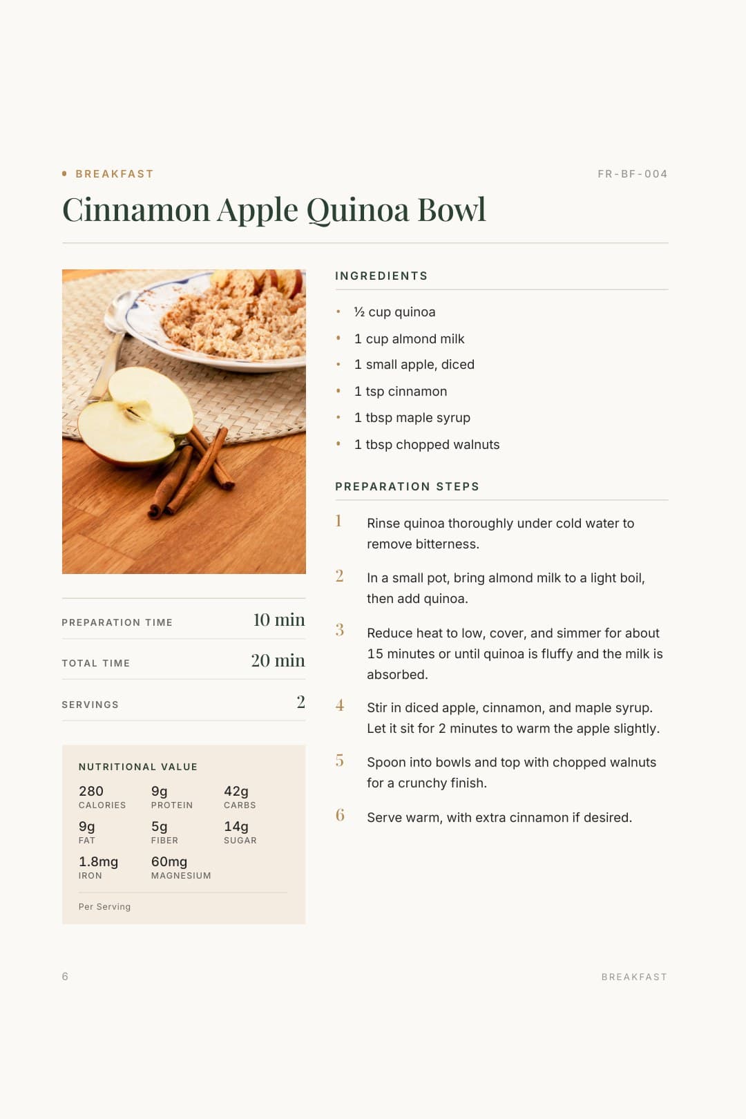 Recipe page from the Flex Recipes cookbook