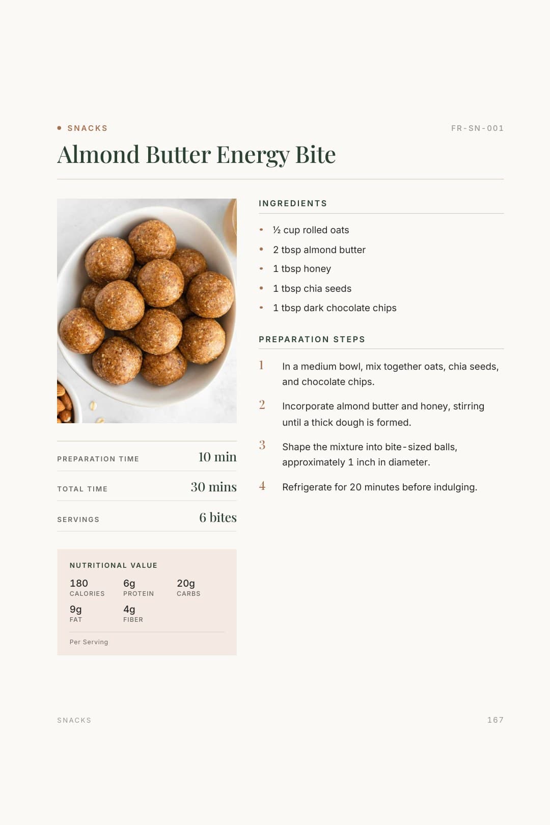 Snacks page from the Flex Recipes cookbook