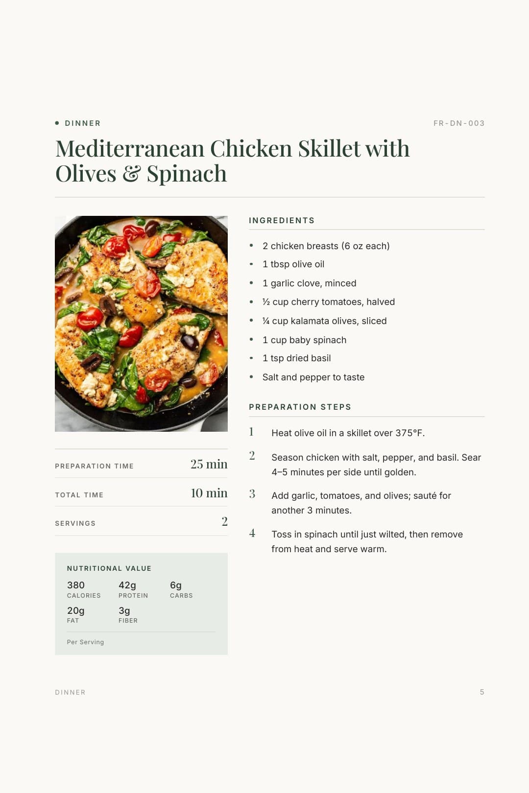 Recipe page from the Flex Recipes cookbook