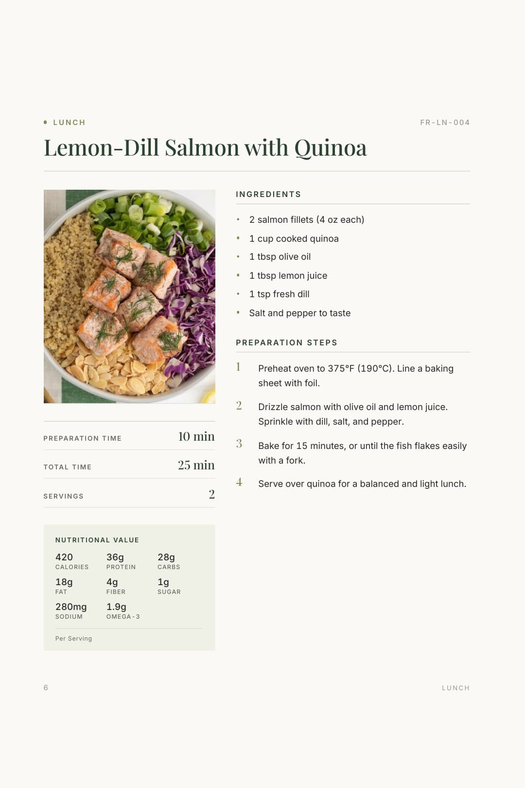 Recipe page from the Flex Recipes cookbook