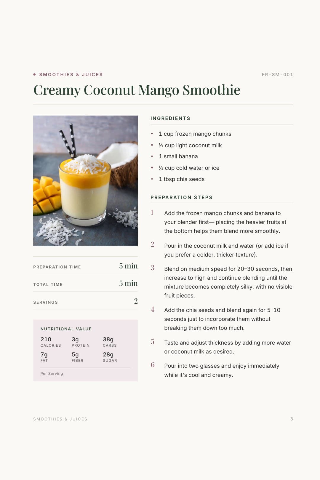 Recipe page from the Flex Recipes cookbook