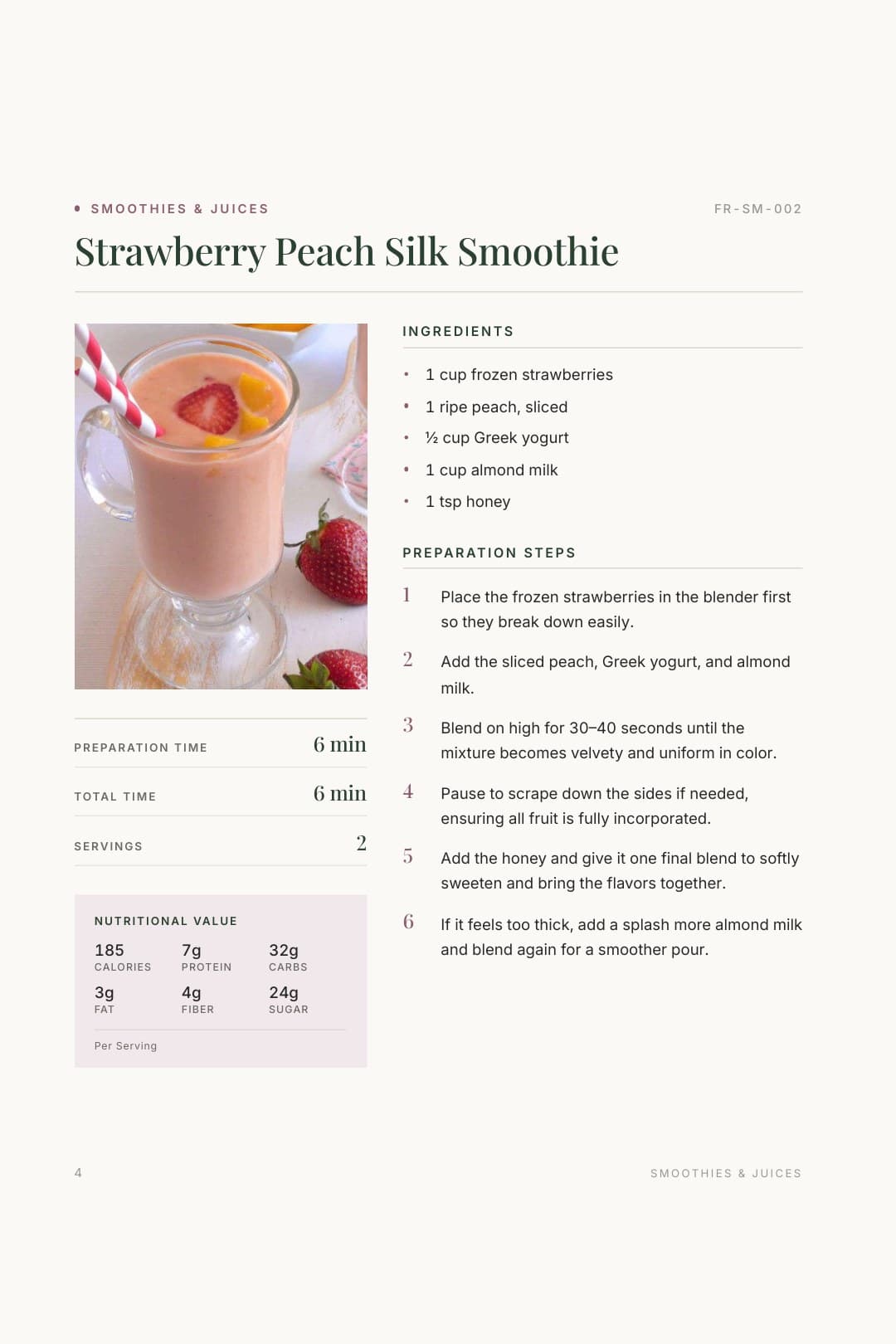 Recipe page from the Flex Recipes cookbook