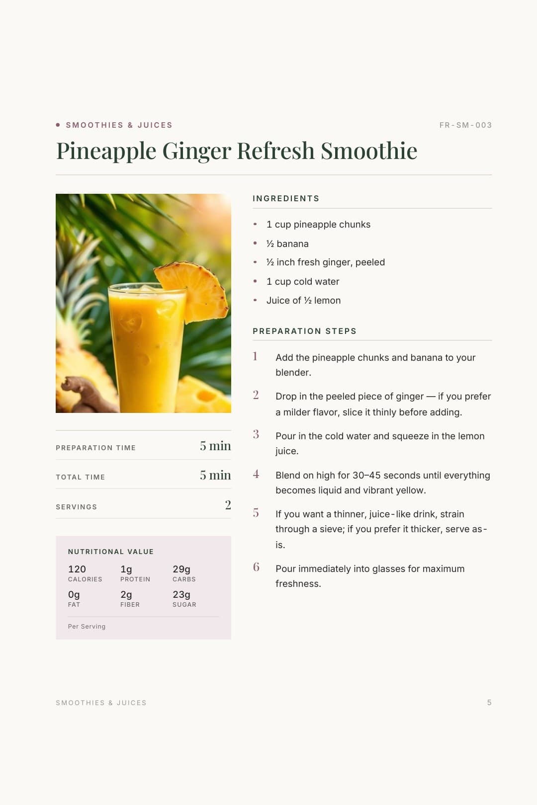 Recipe page from the Flex Recipes cookbook