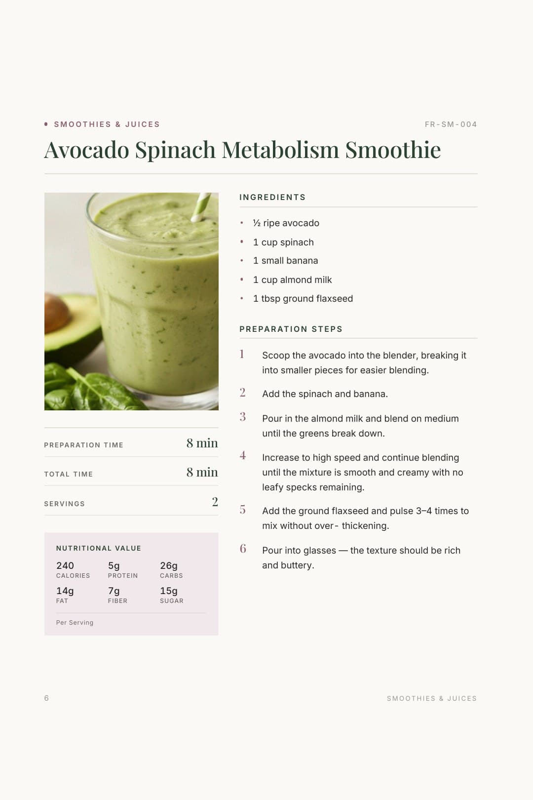 Recipe page from the Flex Recipes cookbook
