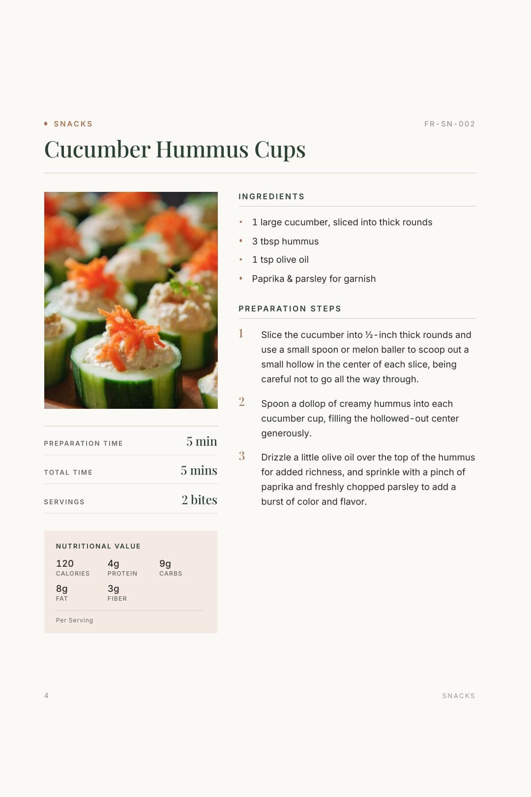 Recipe page from the Flex Recipes cookbook