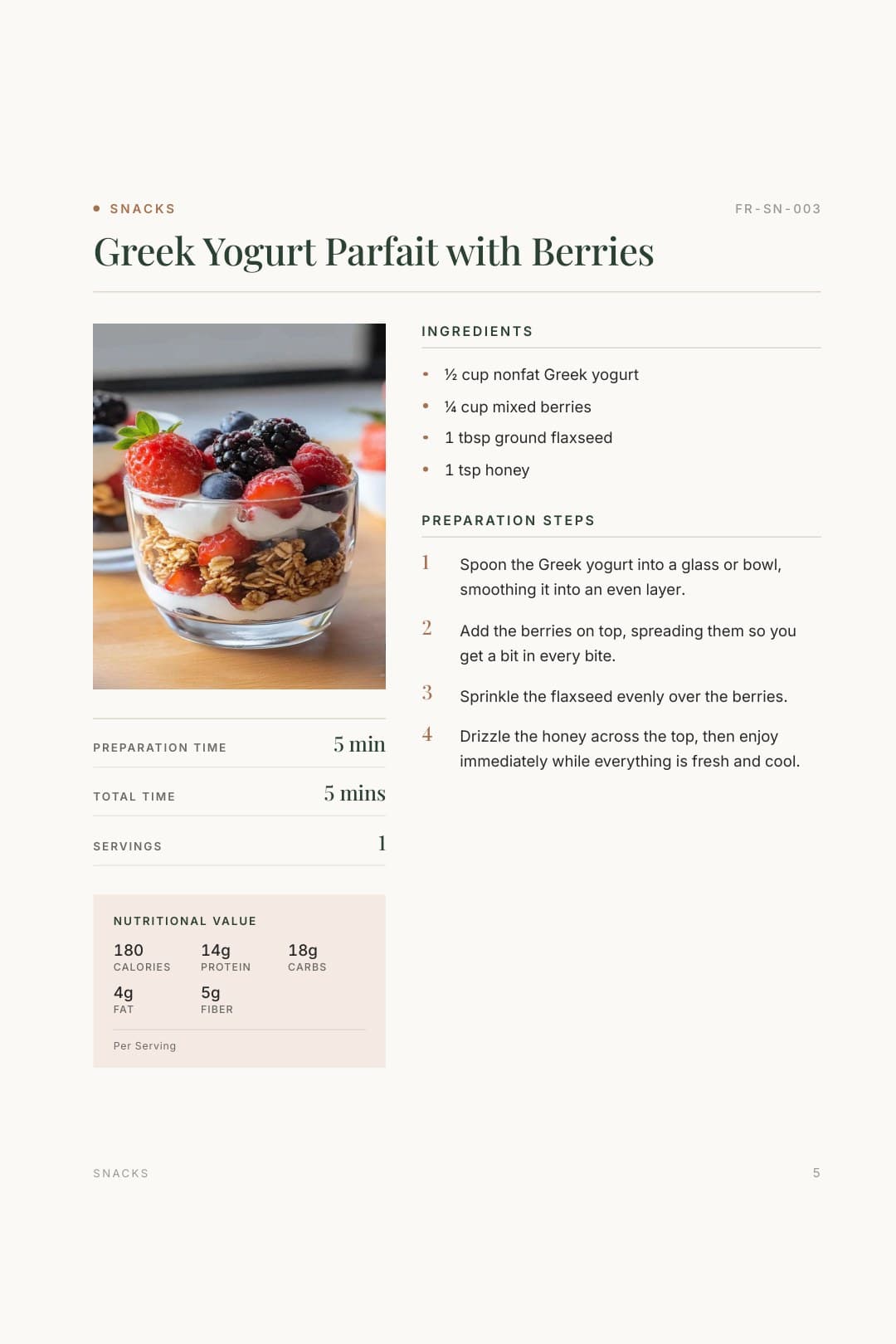 Recipe page from the Flex Recipes cookbook