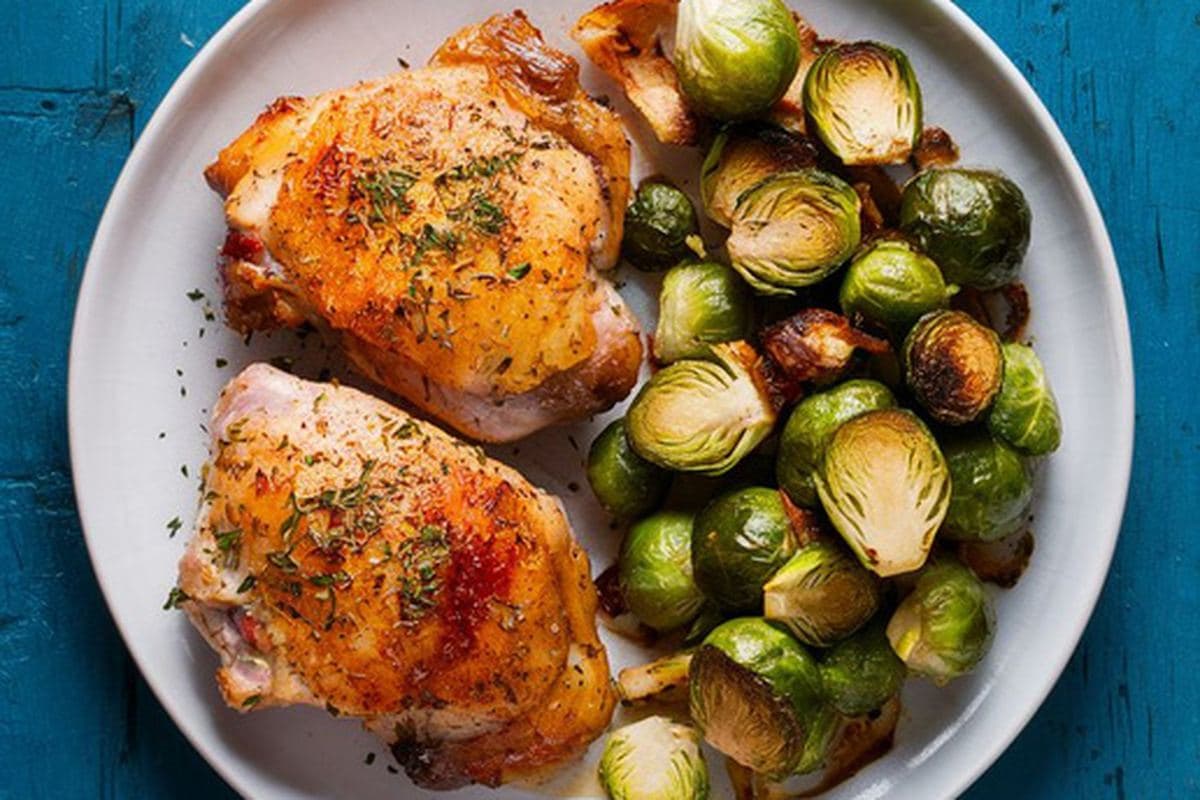 Baked Herb Chicken With Roasted Brussels Sprouts