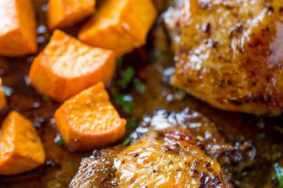 Balsamic Chicken With Roasted Sweet Potatoes