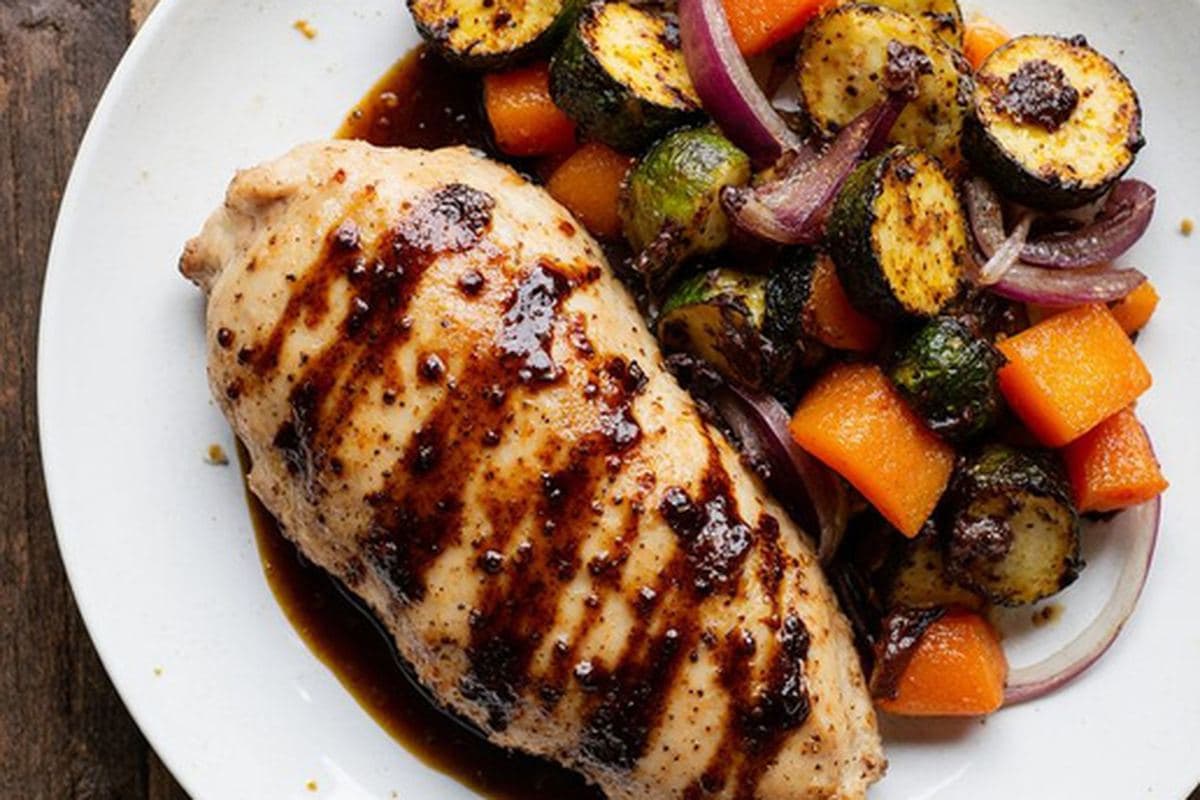 Balsamic Glazed Chicken With Roasted Veggies