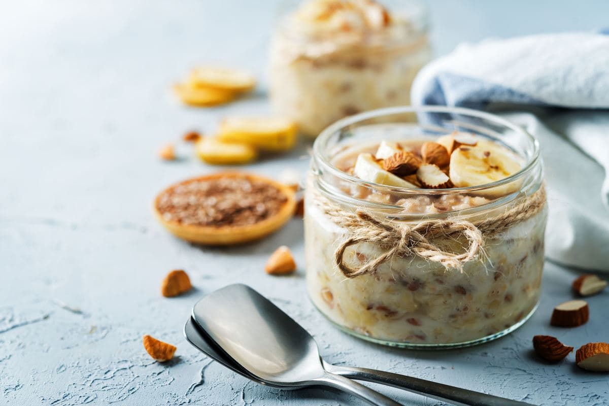 Banana Almond Butter Overnight Oats