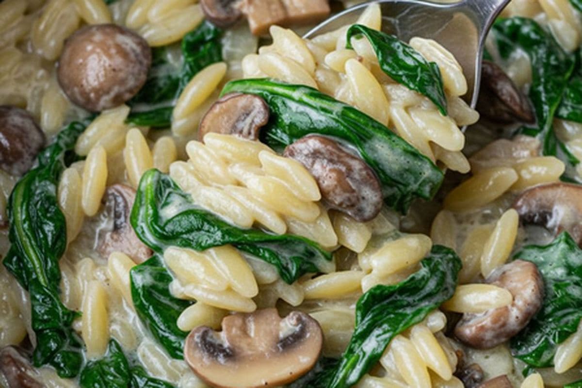 Creamy Spinach & Mushroom Orzo