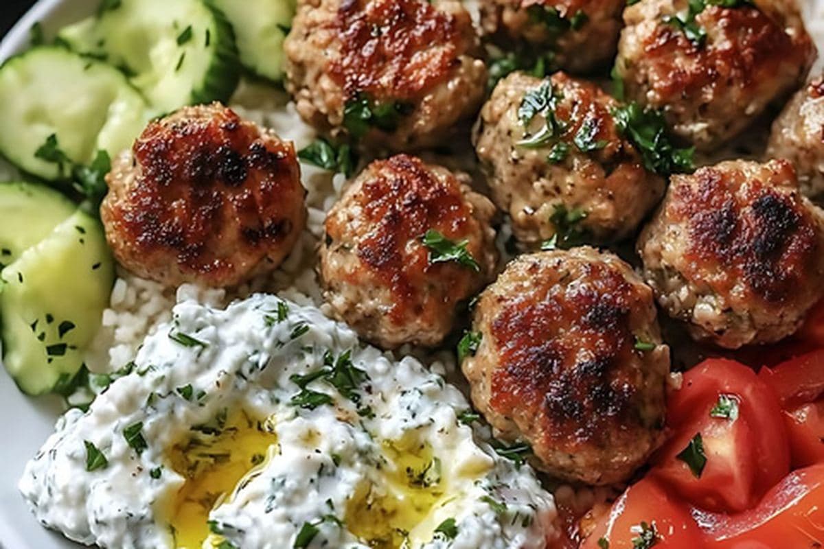 Greek Turkey Meatballs With Cucumber Yogurt Sauce