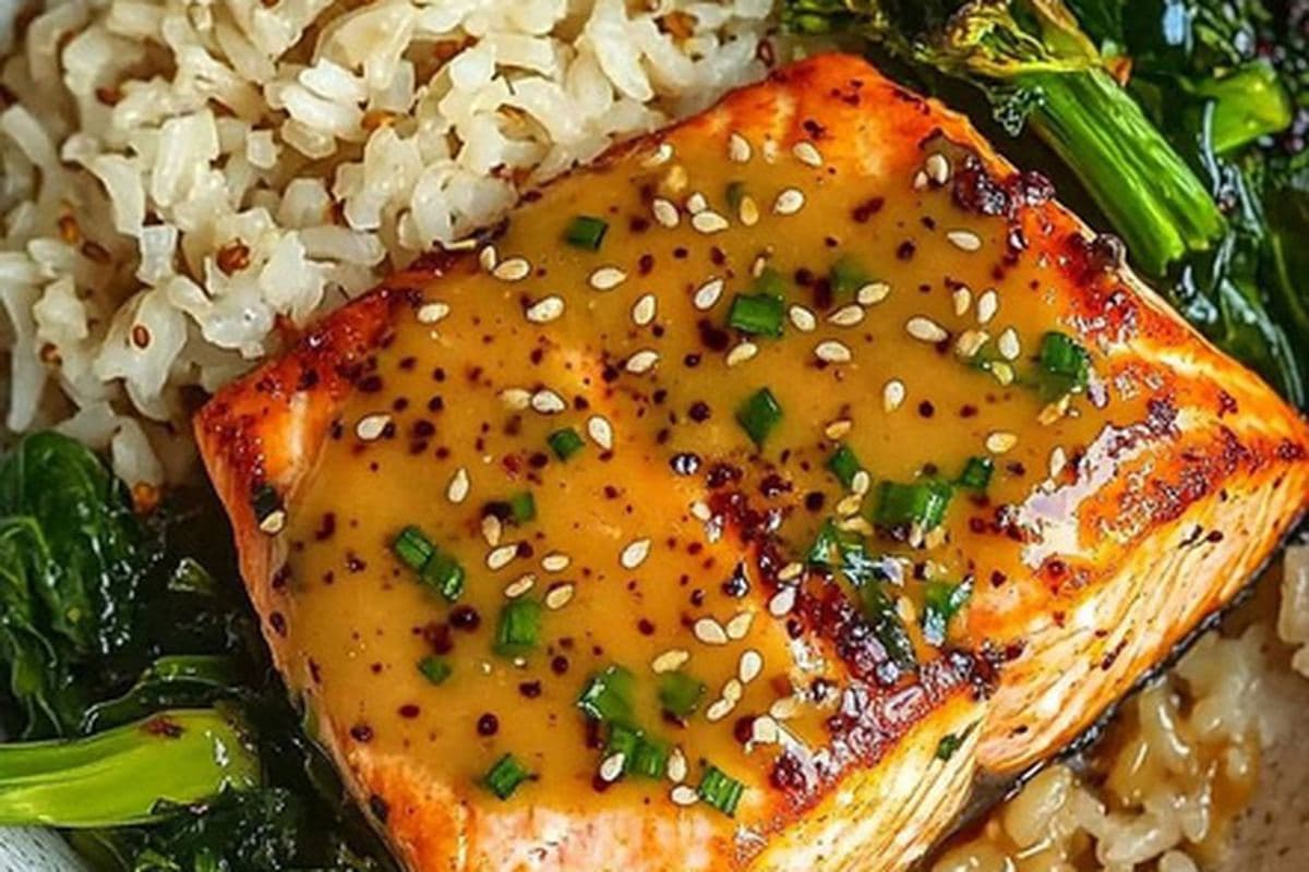 Honey Mustard Salmon With Greens