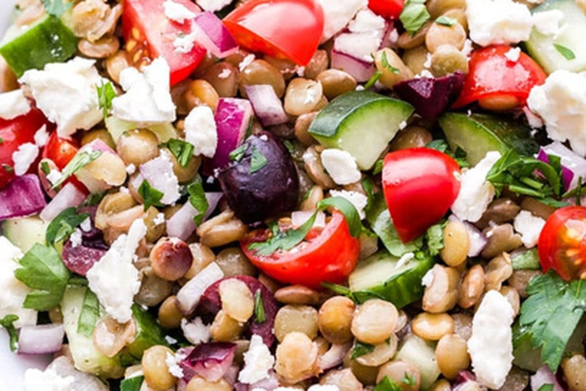 Mediterranean Lentil Salad With Feta