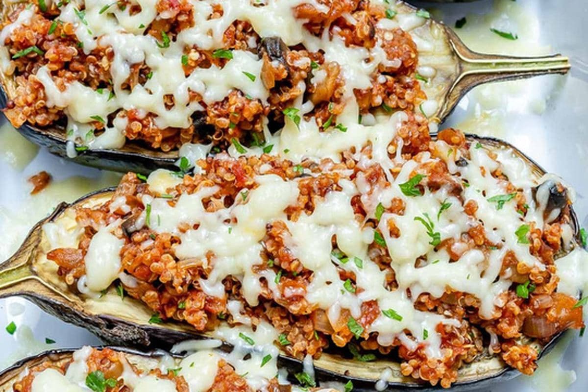 Quinoa-Stuffed Eggplant Boats